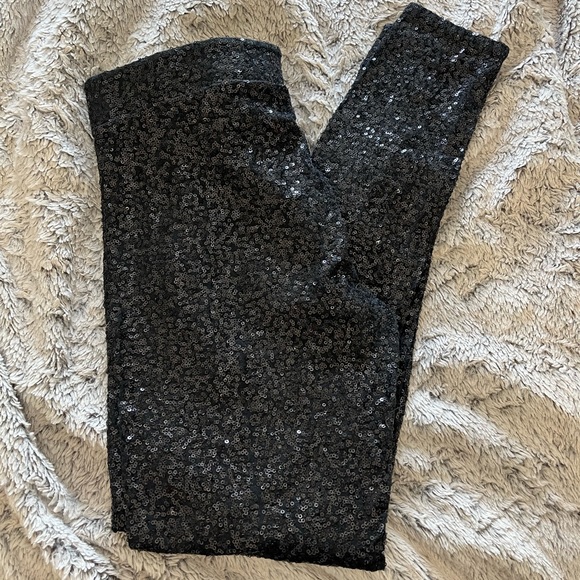 PINK Black Sparkly Leggings - Picture 3 of 5